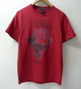 ◆BIAS バイアス HARING スカルハット　デザイン Tシャツ 赤 サイズS 美