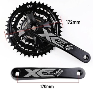 マウンテンバイク 24-34-42T 自転車 クランク セット 170mm MTB クランク スピード チェーン ホイール アルミ合金 ブラック