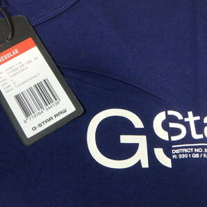 ★G-STAR RAW〓丸首半袖Tシャツ 抜群ストレッチ ワンポイント ロゴ〓L 新品 ネイビーの画像4