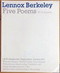 バークレー Five Poems Op.53 輸入楽譜 Lennox Berkeley 声楽 歌曲 ヴォーカル 洋書