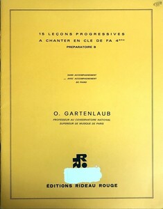 ガルタンローブ 15の視唱課題,ヘ音記号,伴奏付き 輸入楽譜 O.Gartenlaub 15 lecons progressives a chanter en cle de fa 4?me, prep B