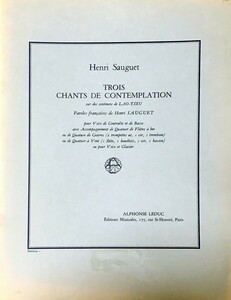 アンリ・ソーゲ 3 Chants de Contemplation 輸入楽譜 Henri Sauguet 洋書