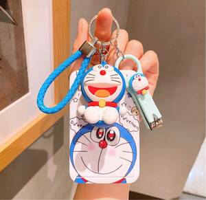 Doraemon character pass case company member proof ID card holder nail clippers attaching 