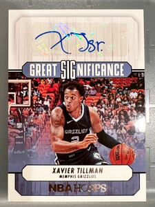 大活躍 直筆 Auto Panini Xavier Tillman ゼイビア・ティルマン NBA サイン グリズリーズ Grizzlies ユニフォーム バスケ Playoff