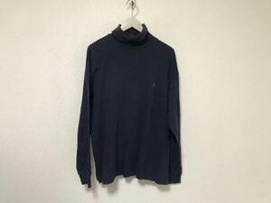 本物ポロゴルフPOLOGOLFラルフローレンコットンタートルネック長袖ロンTシャツメンズサーフアメカジビジネススーツXL紺ネイビーLL日本製