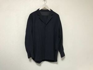 本物アンunbient=productsworks0ウールネルオープンカラー長袖シャツジャケットメンズミリタリービジネススーツサーフ1S紺ネイビー日本製