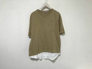 本物ユナイテッドアローズUNITEDARROWSコットンポケット半袖TシャツメンズアメカジサーフミリタリービジネススーツM茶ブラウン