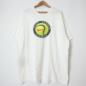 NIKE■テニスプリントTシャツ ホワイト/XL 90S 00S アメリカ製 ナイキ