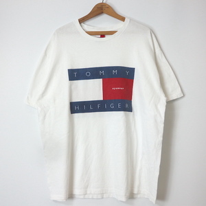 TOMMY HILFIGER■ロゴプリントTシャツ 両面プリント ホワイト/L トミーヒルフィガー USA製