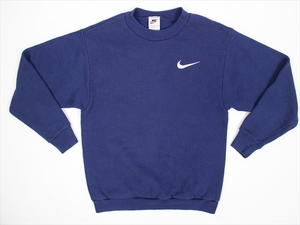 90'S USA製 NIKE■ナイキ クルーネックスウェット(KIDS L)ネイビー子供