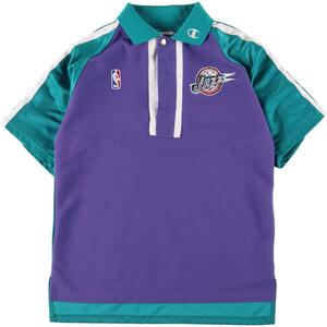 古着 チャンピオン Champion AUTHENTIC ATHLETIC APPAREL NBA UTAH JAZZ ユタジャス ハーフジップ 半袖 ポロシャツ メンズM /eaa318295