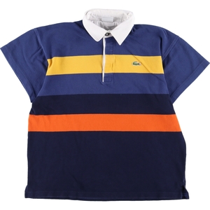 古着 ラコステ LACOSTE ボーダー柄 半袖 ラガーシャツ メンズL /eaa299137