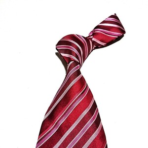 блиц-цена!![TRUSSARDI* Trussardi ] slash полоса рисунок галстук красный розовый глубокий . wine red цвет Италия производства шелк шелк нестандартный стоимость доставки 140 иен 
