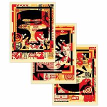 【3枚セット】OBEY オーベイ Shepard Fairey 3-FACE Poster ポスター 直筆サイン入り / バンクシー Banksy Kaws kyne DOLK 村上隆_画像1