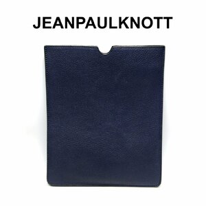 新品 JEANPAULKNOTT ジャンポールノット 定価1.4万円 A5サイズ 【カーフレザー】 iPad タブレット ケース グレイン エンボス 紺 ★280365