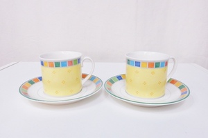 ビレロイボッホ Villeroy&Boch TWIST ALEA LIMONE　カップ＆ソーサー　2客セット マルチ nm4606202581