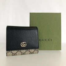 特別セール！新品同様 GUCCI グッチ GGマーモント 二つ折り財布 598587 GGスプリーム 小銭入れ コンパクトウォレット レディース メンズ_画像1