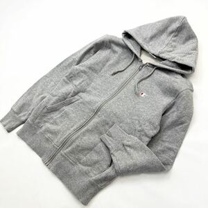 Champion ☆ シンプルで万能◎ スウェット ジップアップ パーカー グレー M スポーツ アメカジ ストリート 古着MIX チャンピオン■S1515