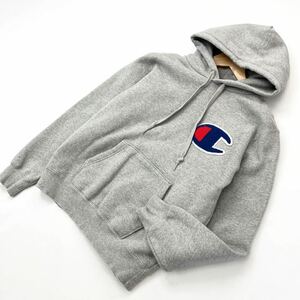 Champion ☆ ビッグロゴ◎ しっかり生地感◎ グレー スウェット パーカー M ストリート スポーツ アメカジ 古着MIX チャンピオン■S1511