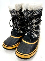 ■SOREL ソレル 1964 PAC OYSTER BLACK NL1494-008 レディース スノーブーツ 23.5cm 防水 ラバー素材 雪柄 冬物 希少デザイン■X_画像1