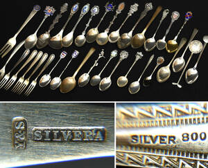 純銀 銀製 スプーン＆ホーク 総重量420g まとめて32点 銀器銀 シルバー Sterling Silver 金属工芸　　z4628n