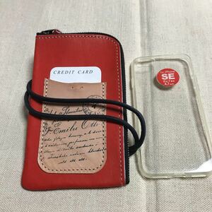 [ Handmade works ] cow leather Mini pochette smartphone case i phon S E 7.8 correspondence . walk pouch orange 