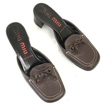 Made in Italy★MIU MIU★本革/ミュール/ヒール【34.5/22.0-22.5/茶/BROWN】パンプス/サンダル/ビジネス/dress shoes◆pQ-79_画像2