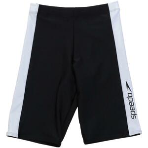 【KCM】Z-speedo-48-M★展示品【speedo/スピード】メンズ スパッツ 水着 スイミング フィットネス 4分丈　SD88S42T　ブラック×ホワイト　M