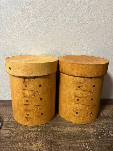 木製　ボックス　小物入れ　筒型　２個セット