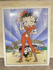 新品未使用 未開封 USA製 看板 パネル メタルサイン ウォール プレート サインボード ベティちゃん bettyboop ダイナー ローラースケート