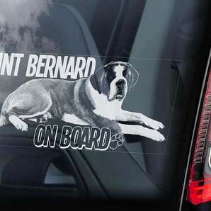 ◆送料無料【セント・バーナード】外張り カーステッカー 220×100mm@外貼り カー ステッカー 車 ウインドウ シール 犬 D2 3083