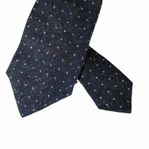 良品 ISAIA イザイア シルクブレンド 7FOLD セッテピエゲ ドット柄 レギュラータイ ネクタイ ネイビー×ホワイト J0202_画像4