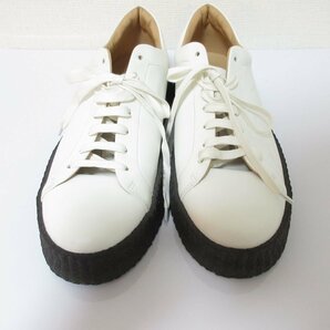 美品 20SS JIL SANDER ジルサンダー SMOOTH LEATHER SNEAKER ラウンドトゥ レザー ローカット スニーカー シューズ JI32535A 44 ホワイトの画像2