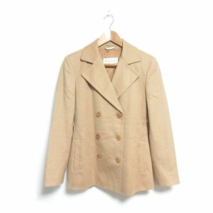 美品 Max Mara マックスマーラー カシミヤ100％ ダブルブレスト テーラードジャケット 38 ベージュ 茶系