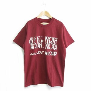 美品 19AW M+RC NOIR マルシェノア DISTORTION TEE クルーネック ロゴプリント 半袖 Tシャツ カットソー S ボルドー 赤系