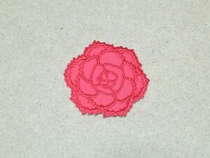 飾り/縁取り刺繍カーネーションの花ワッペン/レッド・赤