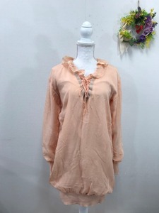 839 lady's [ TSUMORI CHISATO made in Japan ] chiffon tunic size inscription . no therefore measuring please see. color : light orange 