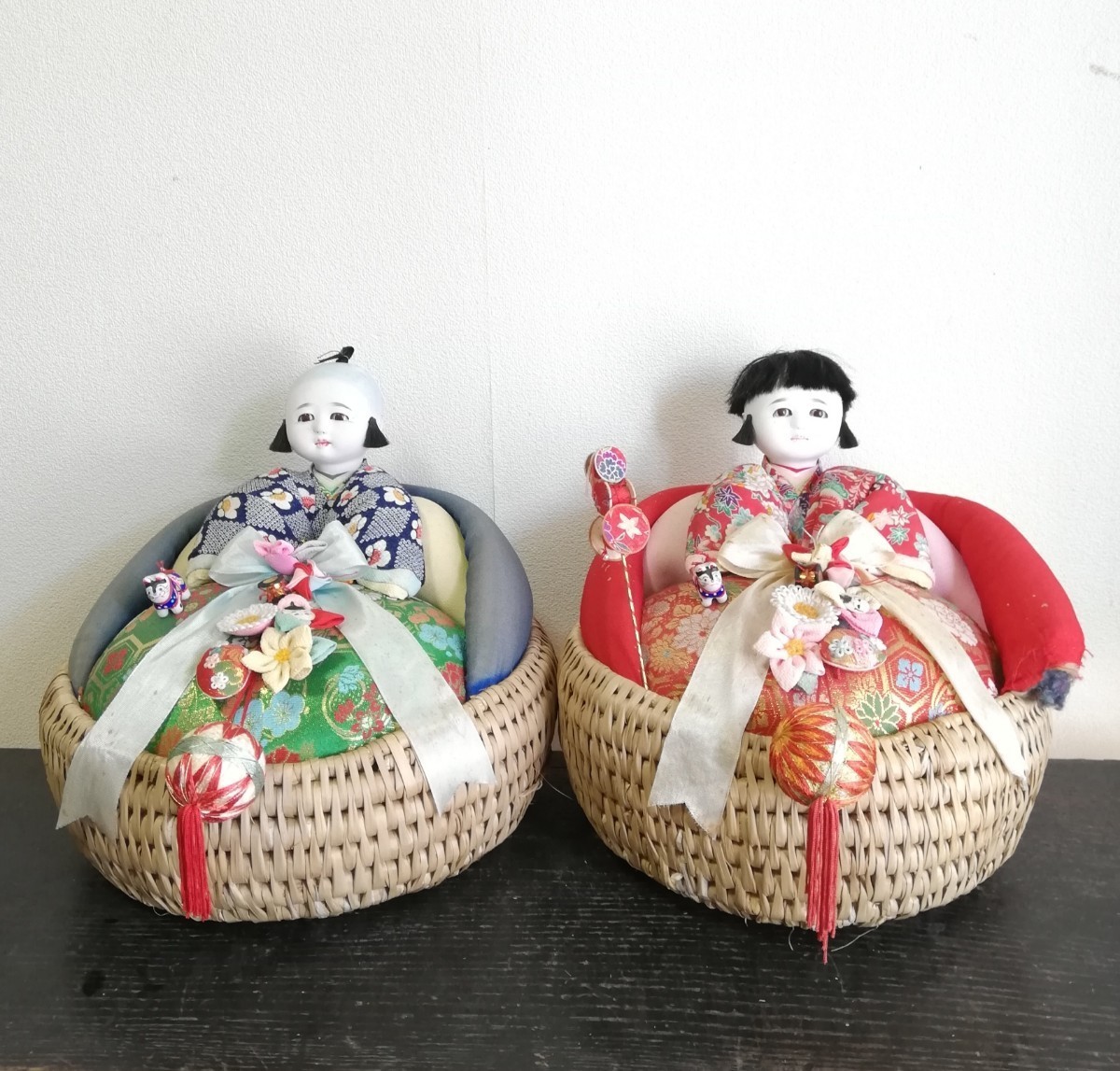 muñecas japonesas antiguas, muñecas hina, par, conjunto de 2, muñecas hina, showa retro, antiguo, casa antigua, decoración de interiores, muñeca, Muñeca de personaje, muñeca japonesa, otros