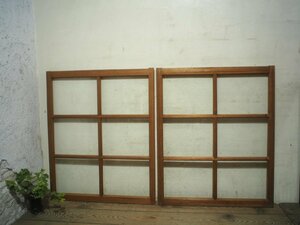 taJ0542*(1)[H101cm×W83(83,5)cm]×2 листов * Vintage * ретро старый дерево рамка-оправа стекло дверь * двери раздвижная дверь окно стекло рама старый дом в японском стиле воспроизведение строительство материал K внизу 