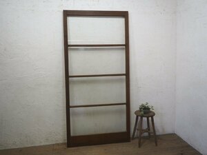 taJ0638*[H176,5cm×W85,5cm]* antique * molding glass. tree frame sliding door * fittings glass door sash old Japanese-style house retro lino beige .nL pine 