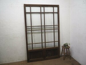 taJ0622*(2)[H181,5cm×W112,5cm]* antique *.... glass. large wooden sliding door * old fittings wave glass door entranceway door retro Taisho ..M pine 