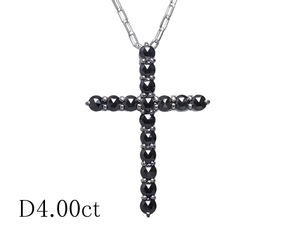 ブラックダイヤモンド/4.00ct クロス デザイン ネックレス K18WG