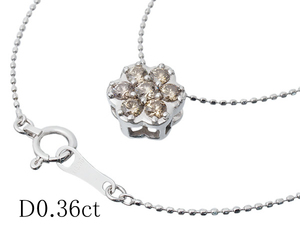 ダイヤモンド/0.36ct フラワーモチーフ ネックレス K18WG