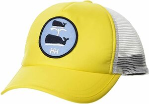 ●ヘリーハンセン キッズ ワッペン メッシュキャップ イエロー 帽子 CAP フリー 54～56 サイズ調整 子供用 クジラ