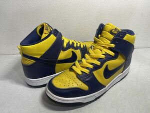 NIKE DUNK HIGH LE ダンク MICHIGAN ミシガン 紺黄 99年製 US8 USED 美品 630335-471