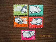 養豚業ー豚の親子　5種完　未使用　1960年　中共・新中国　VF/OH　軽いヒンジ跡あり_画像1