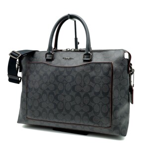  free shipping beautiful goods COACH Coach men's briefcase business bag be Kett pocket Brief signature 89952 black 