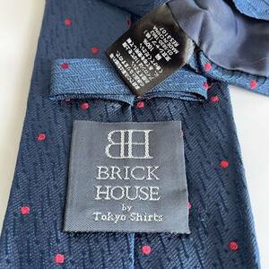 BRICK HOUSE by TOKYO SHIRT（ブリックハウス） ネイビー赤点ドットネクタイ