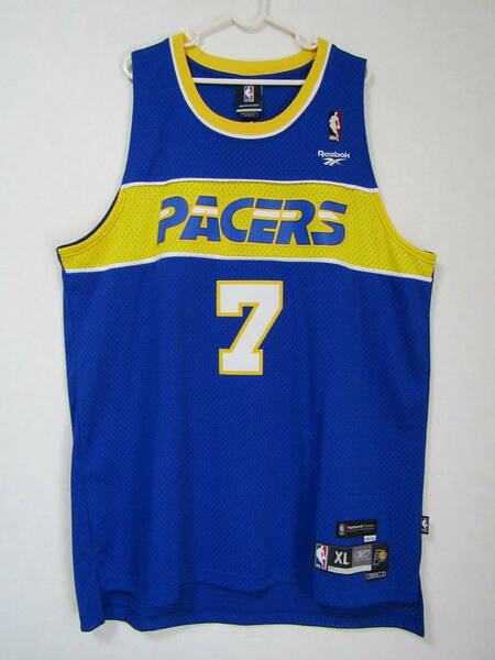 【美品】NBA PACERS ジャーメイン・オニール O’NEAL ★ ペイサーズ reebok リーボック製 ユニフォーム バスケ ジャージ シャツ XL　刺繍