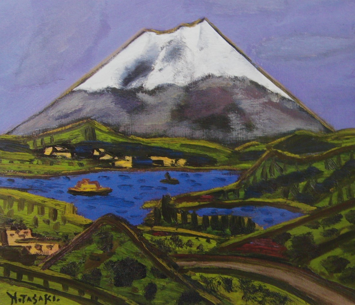 Hirosuke Tazaki, Mont Fuji à Hakone, Livres d'art rares et peintures encadrées, Encadré dans un nouveau cadre japonais, En bonne condition, livraison gratuite, Peinture, Peinture à l'huile, Nature, Peinture de paysage